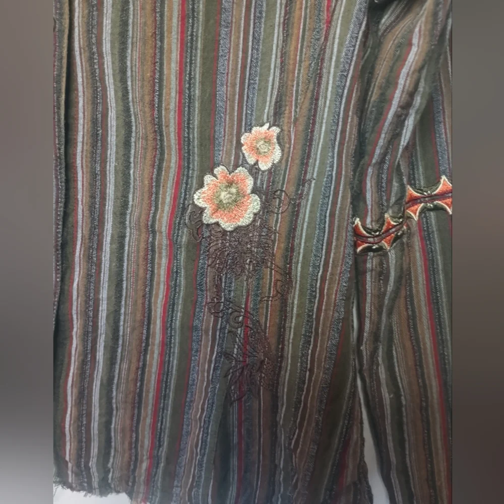 Patch 22 Y2K Indie Button Up Top Juniors L Horse Stud Artsy Boho Hippie Eclectic - Picture 3 of 11